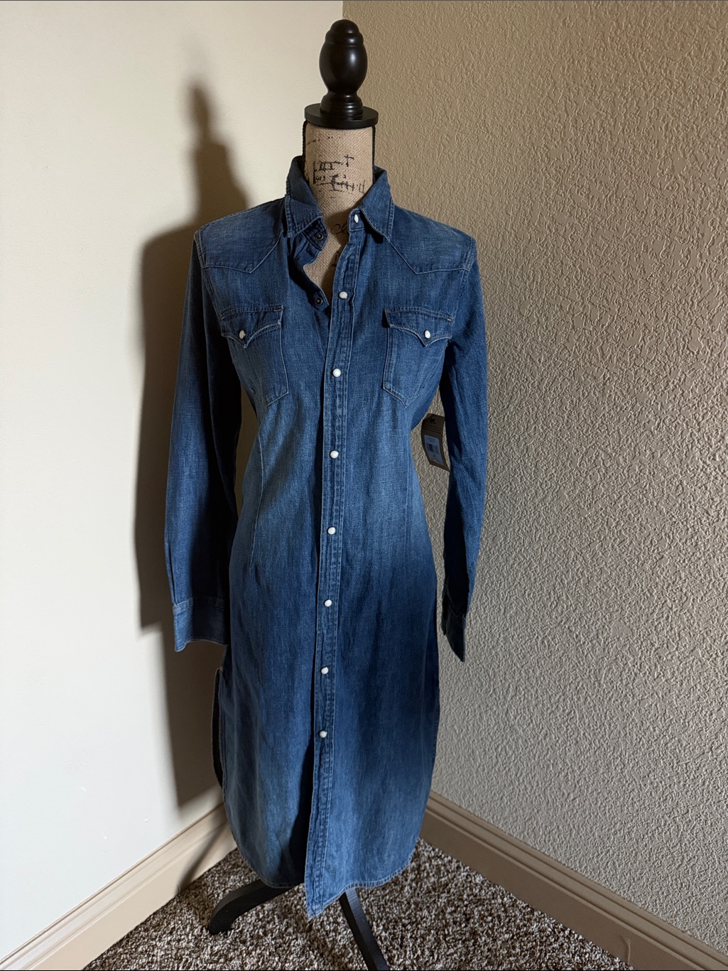 Polo By Ralph Lauren Blue Denim Midi Shirt Dress